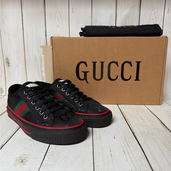 Gucci Econyl Nylon Web Monogram ‘Off The Grid’ 1977 Sneakers Black Sz 35 / 5 - Picture 1 of 12